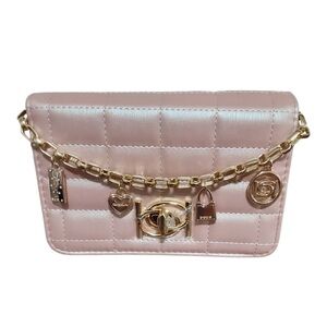 BEBE Pink iridescent Quilted crossbody Bag NWT